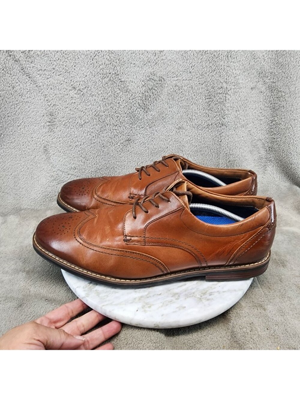 Nunn Bush Shoes Mens Size 12 Centro Flex Brown Leather Lace Up Oxfords *Read*